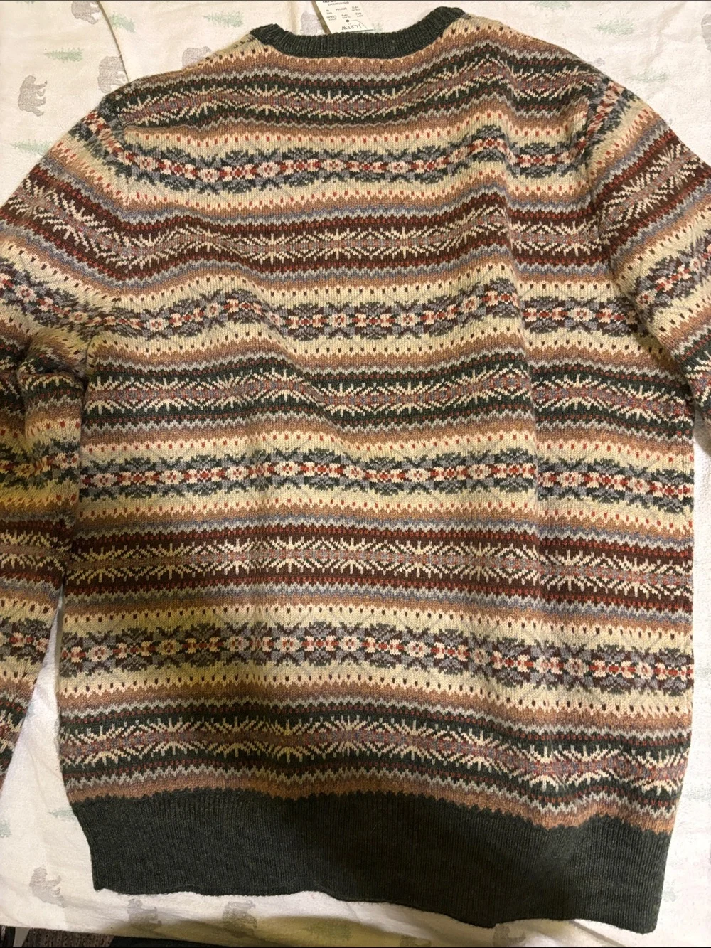 J. Crew Men’s Multi-Color Fair Isle Crewneck Sweater - Green Trim